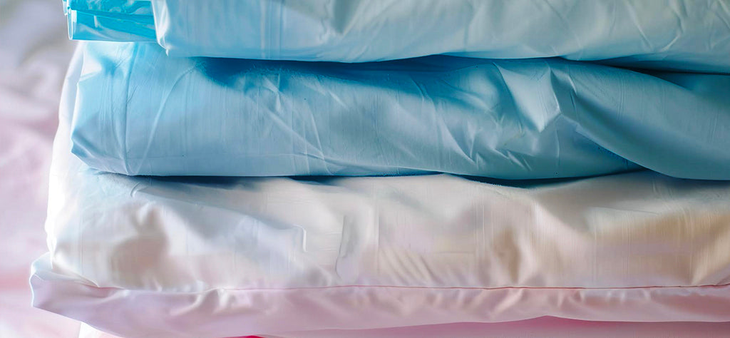 מצעי סאטן מקופלים בשלושה צבעים