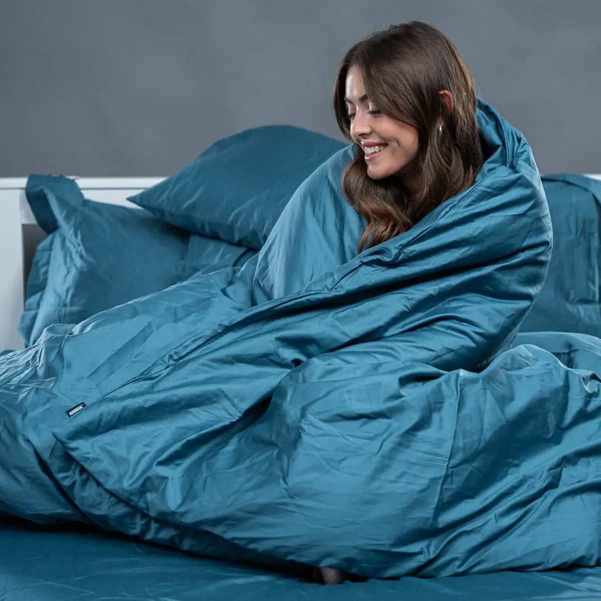 מצעים 100% כותנה סאטן בצבע טורקיז עמוק