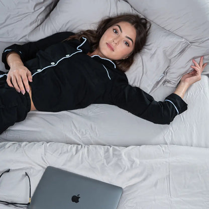 מצעים 100% כותנה סאטן בצבע אפור בהיר