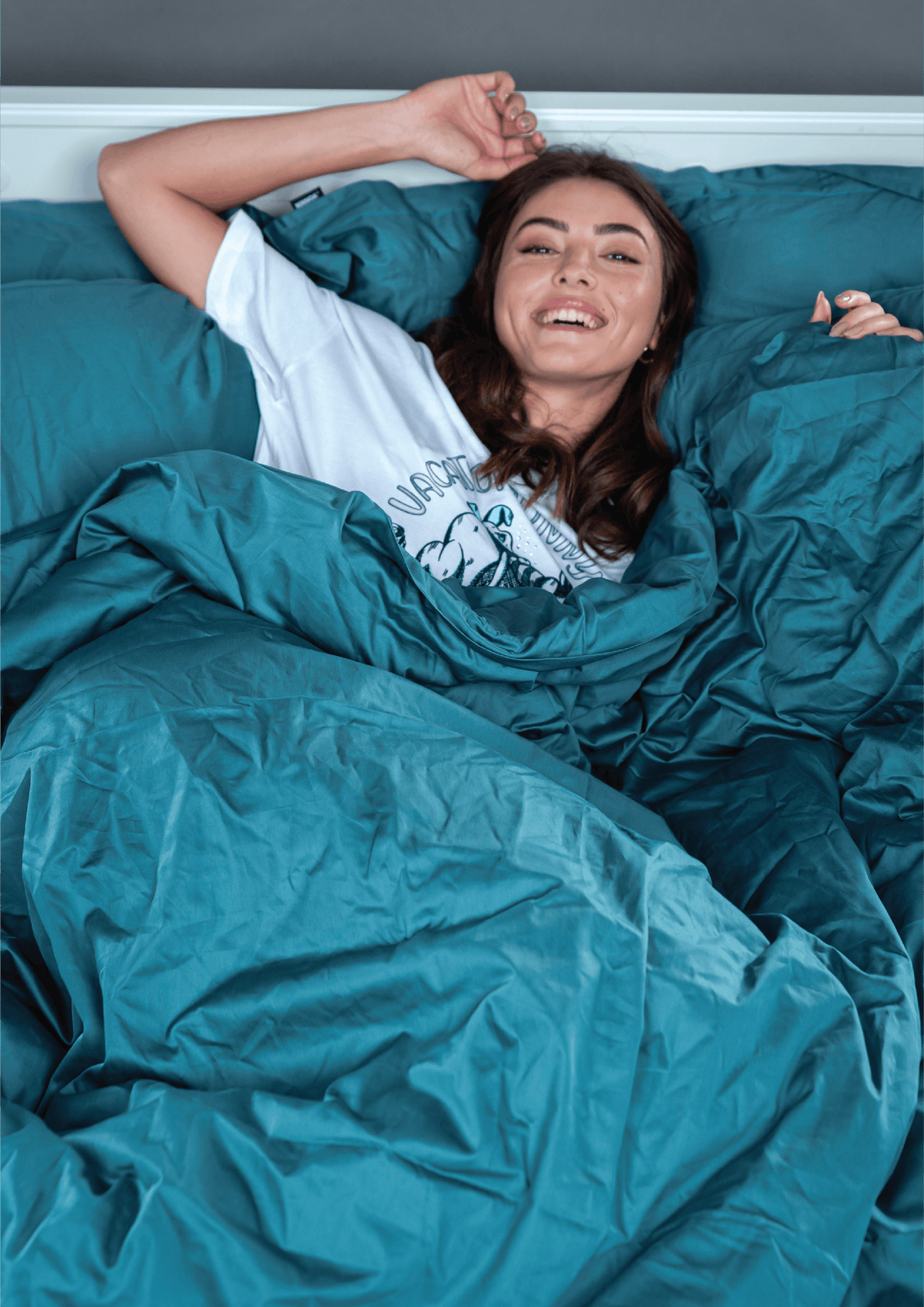 מצעים 100% כותנה סאטן בצבע טורקיז עמוק