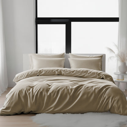 מצעי במבוק סאטן בצבע חול זהוב