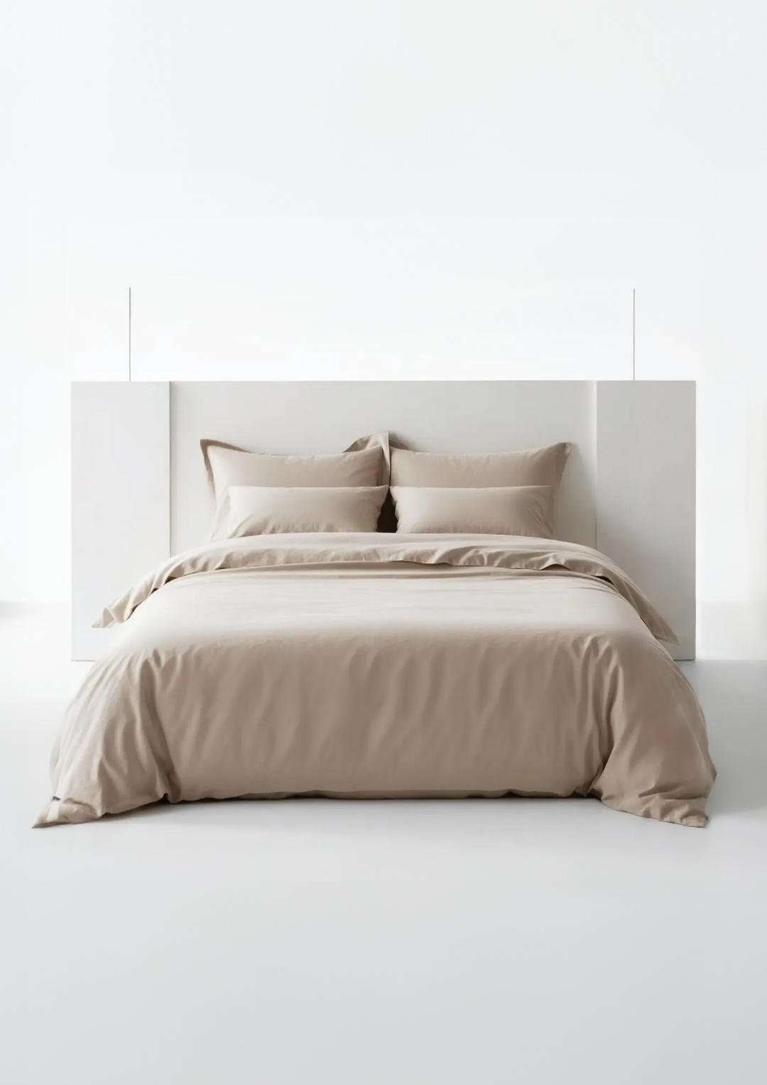 מצעים 100% כותנה סאטן בצבע חול מדברי בהיר