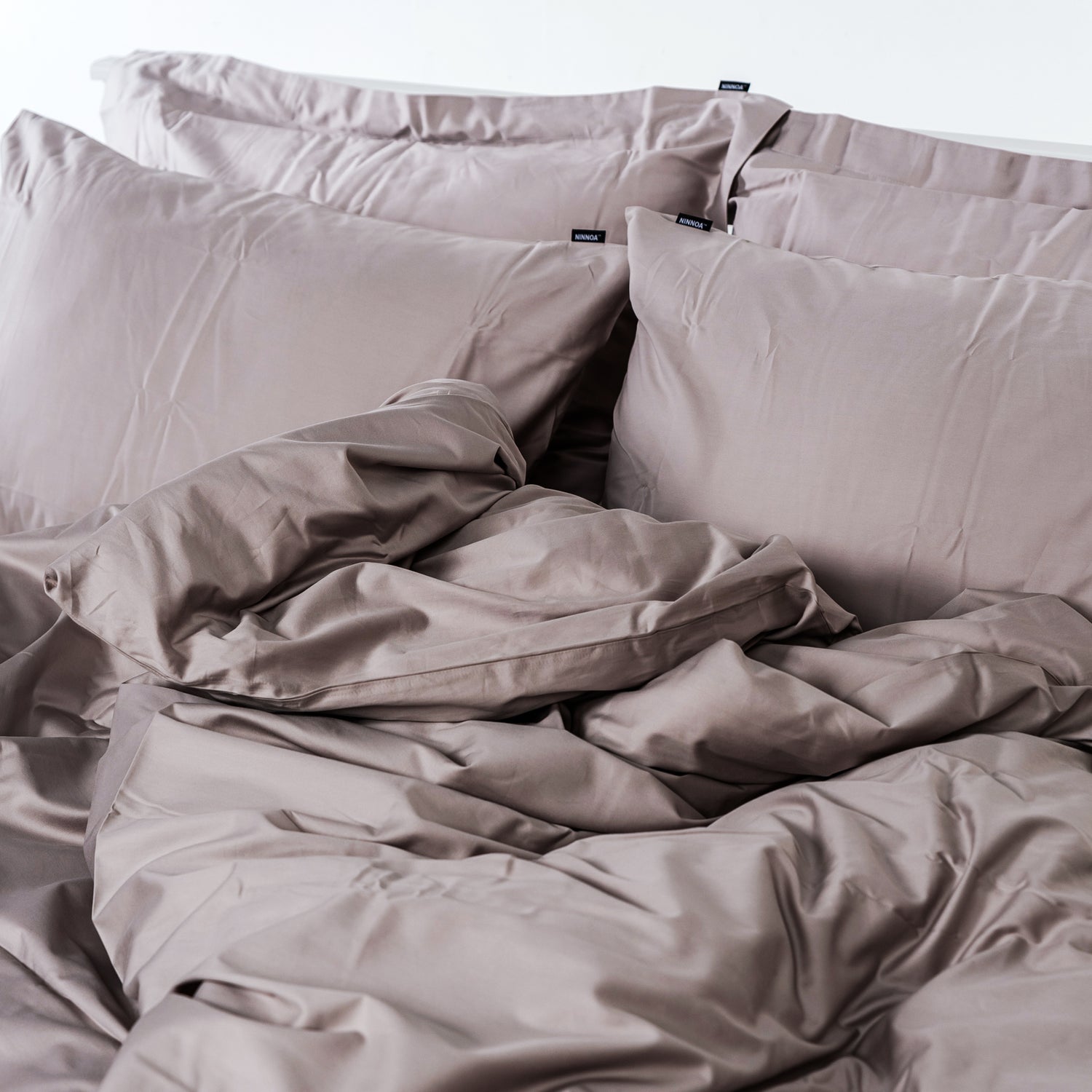 מצעים 100% כותנה סאטן בצבע קציפת קקאו