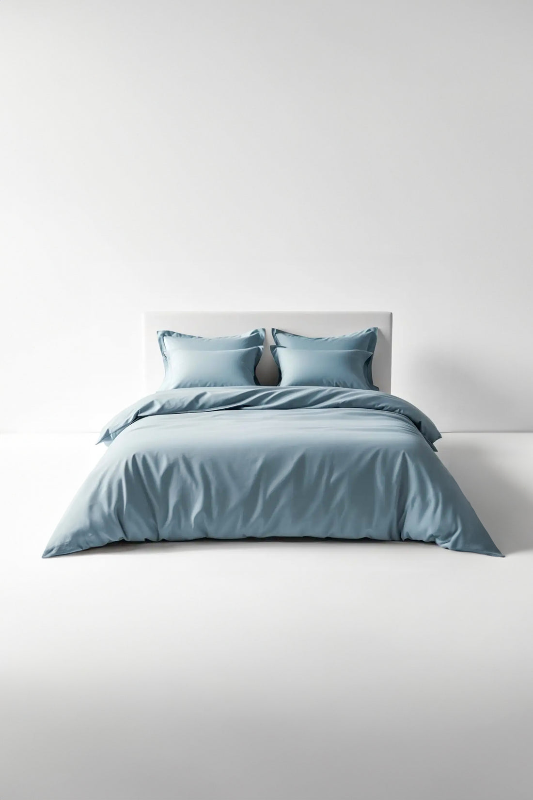 מצעים 100% כותנה סאטן בצבע כחול בהיר מעושן