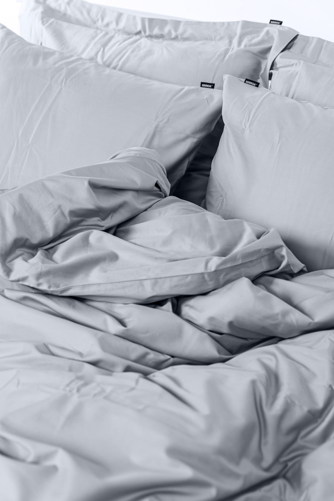 מצעים 100% כותנה סאטן בצבע אפור בהיר