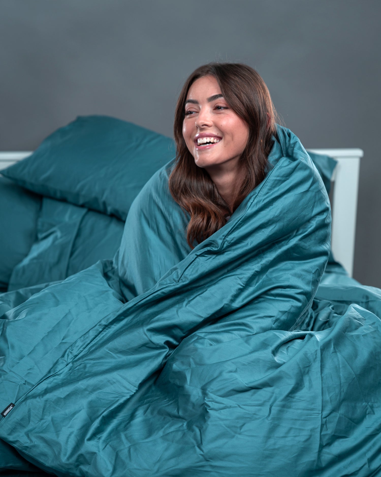 מצעים 100% כותנה סאטן בצבע טורקיז עמוק