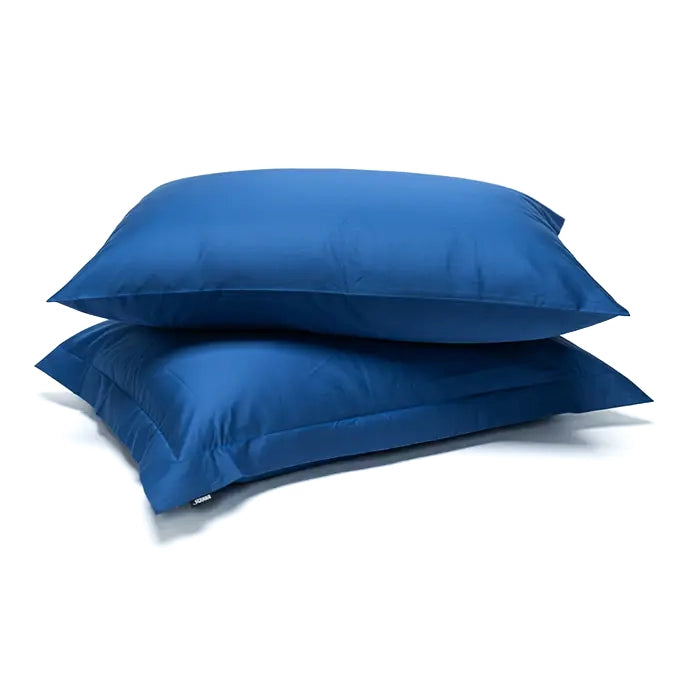 מצעים למיטה וחצי - כותנה סאטן | כחול