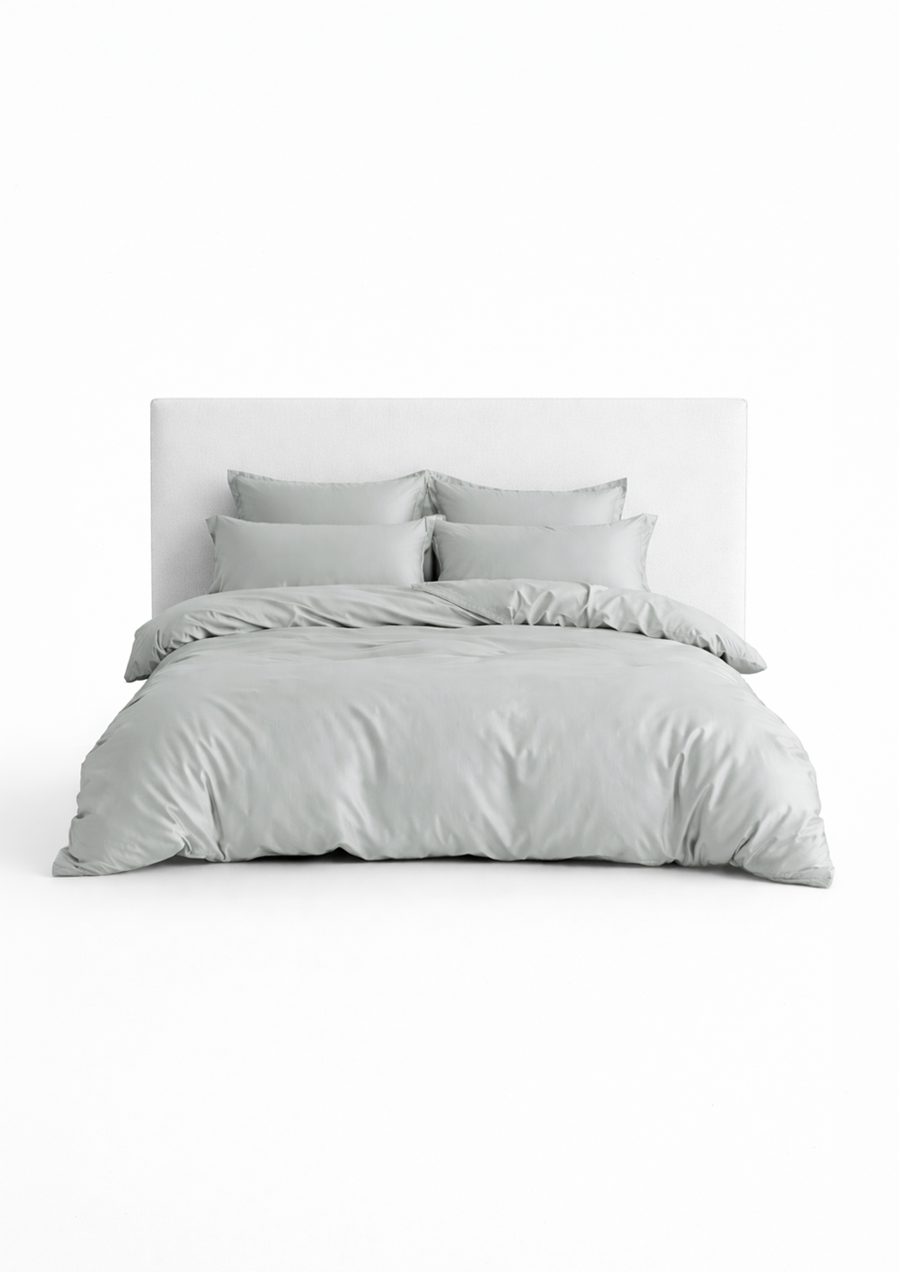 מצעי במבוק סאטן בצבע אפור כסוף בהיר