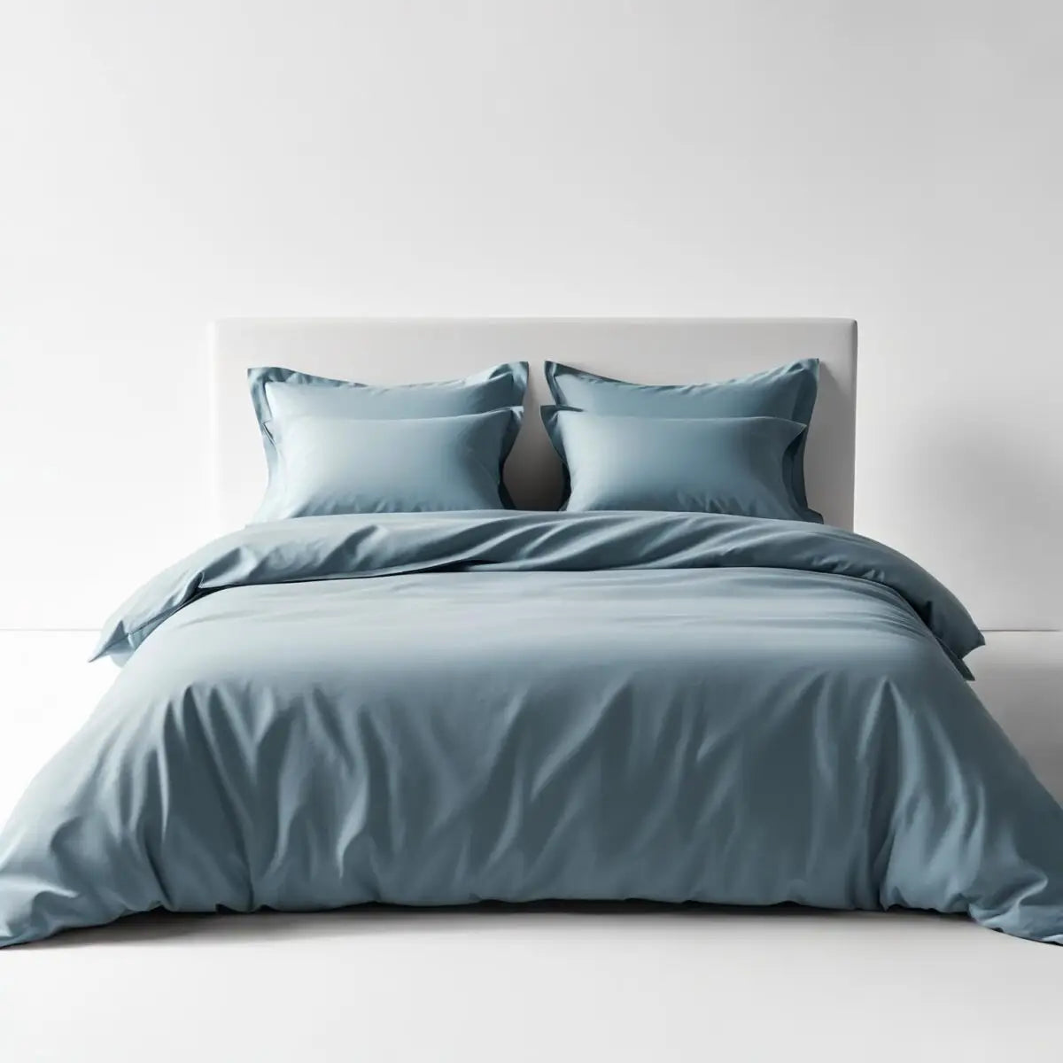 מצעים 100% כותנה סאטן בצבע כחול בהיר מעושן