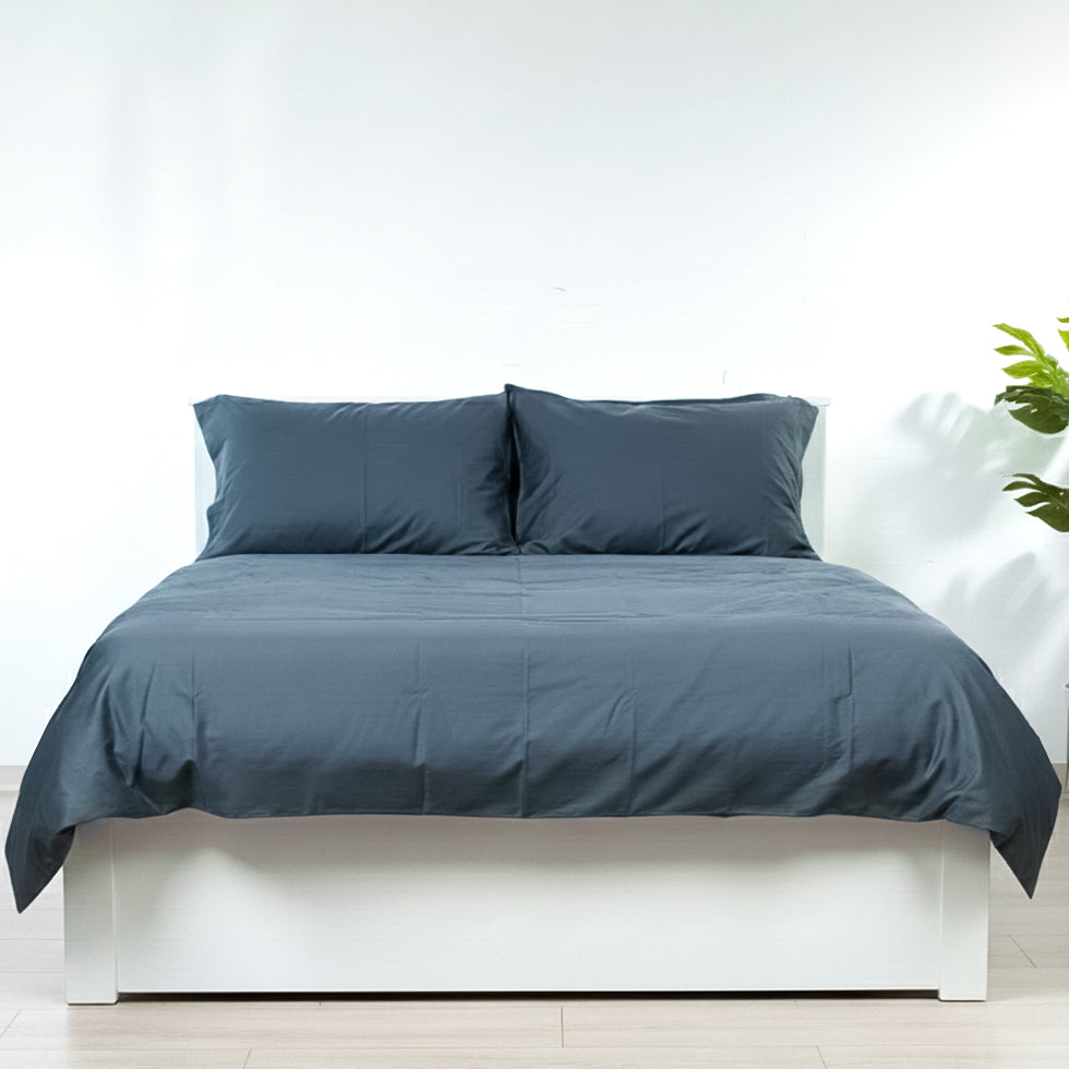 מצעים 100% כותנה סאטן בצבע אפור כהה כחלחל