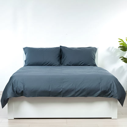 מצעים 100% כותנה סאטן בצבע אפור כהה כחלחל