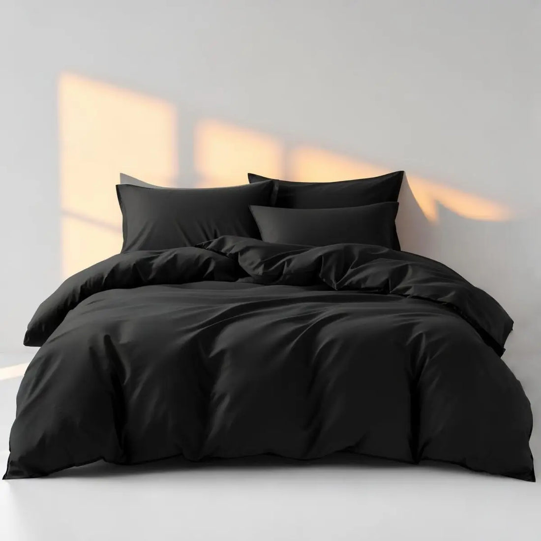 מצעים 100% כותנה סאטן בצבע שחור