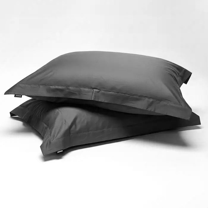 מצעים למיטה זוגית - כותנה סאטן | אפור כהה