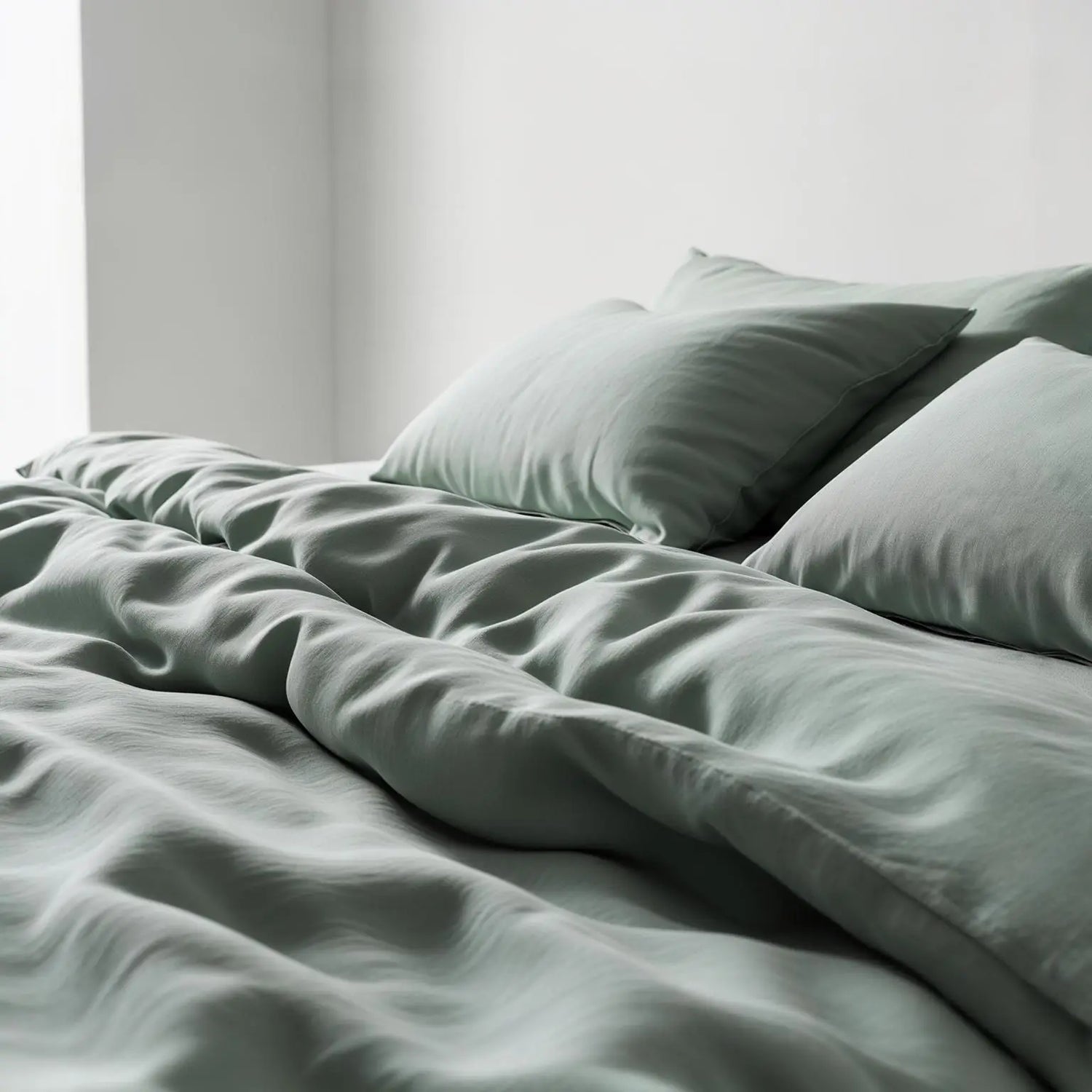 מצעים 100% כותנה סאטן בצבע ירוק מרווה